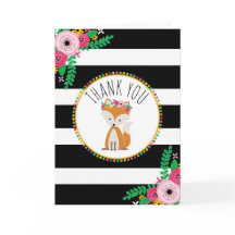 Boho Stripes Fox Baby shower Bedankt