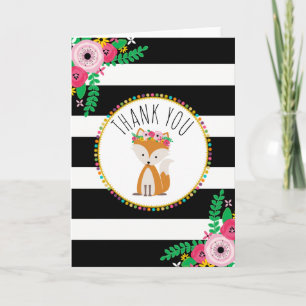 Boho Stripes Fox Baby shower Hartelijk dank Bedankkaart