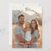 Boho Stripes Pastel Pasen Foto Feestdagenkaart (Voorkant)