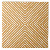 Boho Stripes Pattern (Gold en White) Tegeltje (Voorkant)