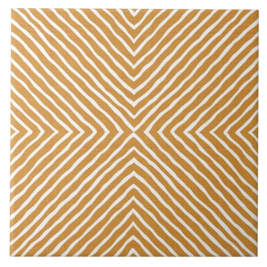 Boho Stripes Pattern (Gold en White) Tegeltje (Voorkant)