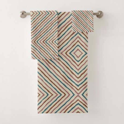 Boho Stripes Pattern (op een neutrale achtergrond) Bad Handdoek (Insitu)