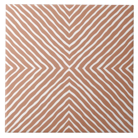 Boho Stripes Pattern (Terracotta en White) Tegeltje (Voorkant)