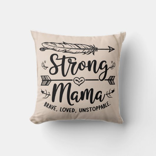 Boho 'Strong Mama' Veren & Pijlen Kussen (Voorkant)
