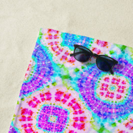 Boho Stropdas-Dye Paars Roze Blauw Patroon Strandlaken