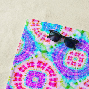 Boho Stropdas-Dye Paars Roze Blauw Patroon Strandlaken