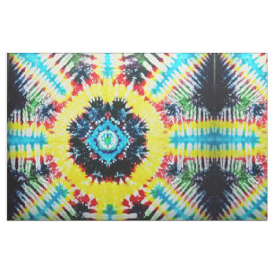 Boho Stropdas-geverfd Folk Art Navy Blue Aqua Yell Stof