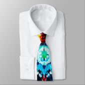 Boho Stropdas-geverfde marineblauw Aqua Yellow Red Stropdas (Gebonden)