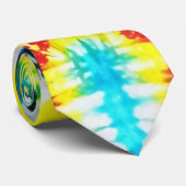 Boho Stropdas-geverfde marineblauw Aqua Yellow Red Stropdas (Opgerold)