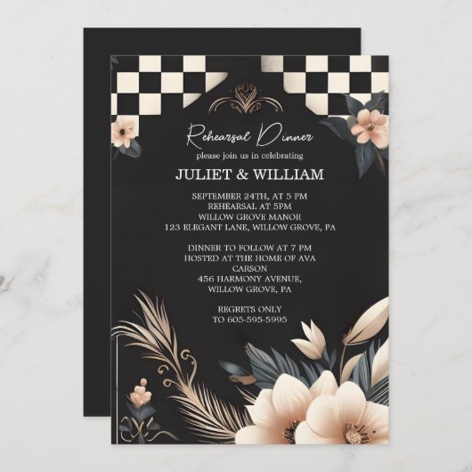 Boho Studio Creatief Geïllustreerd Repetitie Diner Kaart (Voorkant / Achterkant)