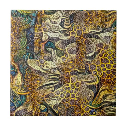 Boho Style Abstracte keramische tegel Tegeltje (Voorkant)