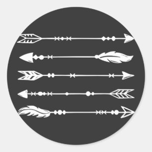 Boho Style Arrows in White Ronde Sticker