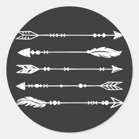 Boho Style Arrows in White Ronde Sticker (Voorkant)