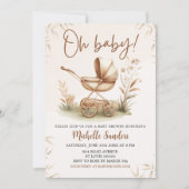 Boho Style Baby stroller neutral baby shower Kaart (Voorkant)