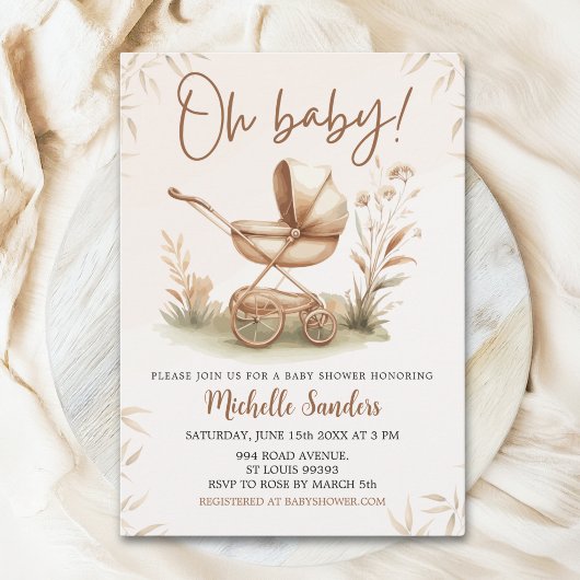 Boho Style Baby stroller neutral baby shower Kaart