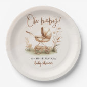 Boho Style Baby stroller neutral baby shower Papieren Bordje (Voorkant)
