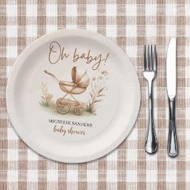 Boho Style Baby stroller neutral baby shower Papieren Bordje