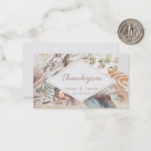 Boho Style Bedankt Notitiekaartje (Voorkant / Achterkant in situ)