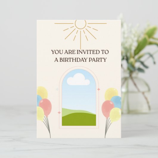 Boho Style Birthday Invitation card Kaart (Staand voorkant)