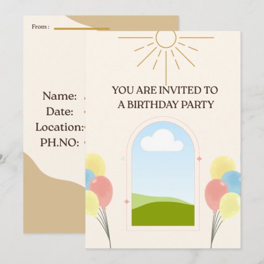 Boho Style Birthday Invitation card Kaart (Voorkant / Achterkant)