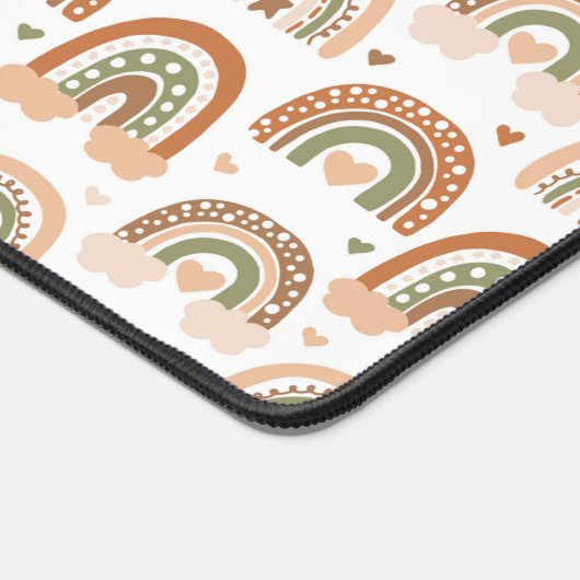 Boho Style Bruin Tan Rainbow Hart Patroon Bureaumat (Hoek)