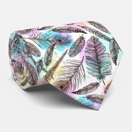 Boho Style Colorful Feathers Patroon Stropdas
