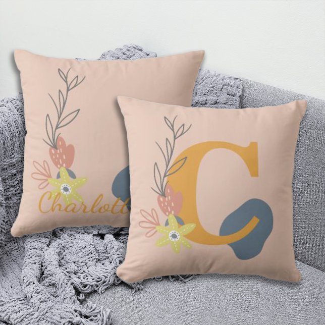 Boho Style Custom Monogram en naam Kussen (Creator heeft geüpload)
