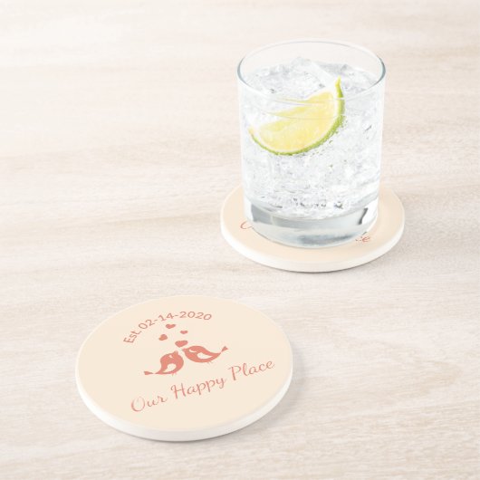 Boho style decoration personalized zandsteen onderzetter (Zijkant)