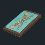 Boho Style Dragonfly Art Blauwgroen gepersonalisee Drievoud Portemonnee<br><div class="desc">Stijlvolle,  gepersonaliseerde achtergrond met gevarieerde libellen op blauwgroen achtergrond (kleur kan worden aangepast)</div>