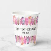 Boho Style Feather Cup met jouw tekst Papieren Bekers (Achterkant)