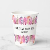 Boho Style Feather Cup met jouw tekst Papieren Bekers (Voorkant)