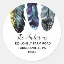 Boho Style Feathers ronde retour adreslabels Sticker