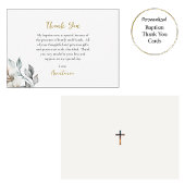 Boho Style Flower and Leaves Orthodox Baptism      Bedankkaart