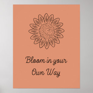 Boho Style Flower Minimalist Bloom motivatie Poster