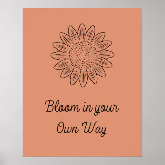 Boho Style Flower Minimalist Bloom motivatie Poster