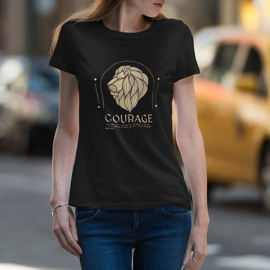 Boho Style Gold Lion Head Courage Napoleon Quote T-shirt