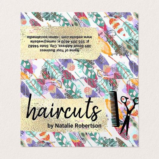 Boho Style | Goudborstel | Salon Tools Visitekaartje (Buitenkant ongevouwen)