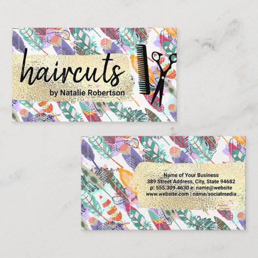 Boho Style | Goudborstel | Salon Tools Visitekaartje (Voorkant / Achterkant)