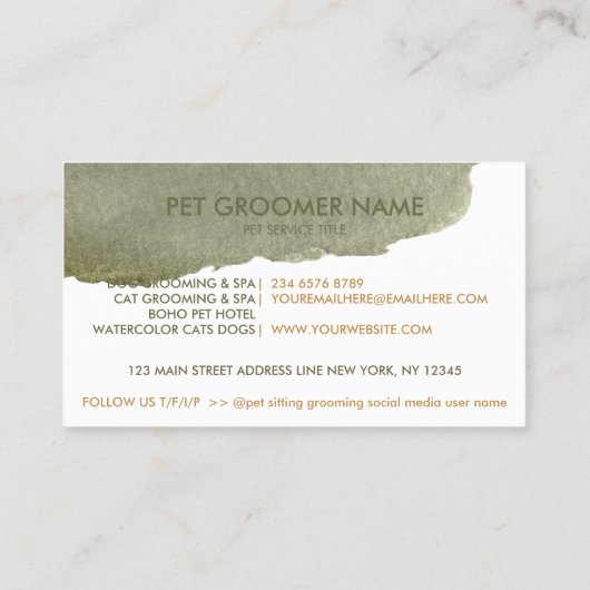 Boho Style Grooming Pet Bath Spa Cats Dogs Visitekaartje (Achterkant)