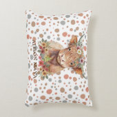 Boho Style Highland Koe Natural Cute Floral Design Accent Kussen (Voorkant(Verticaal))