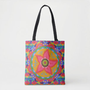 Boho Style Koral Floral Motif Tote Bag