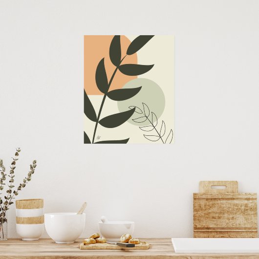 Boho Style Leaf Abstract Poster (Keuken)