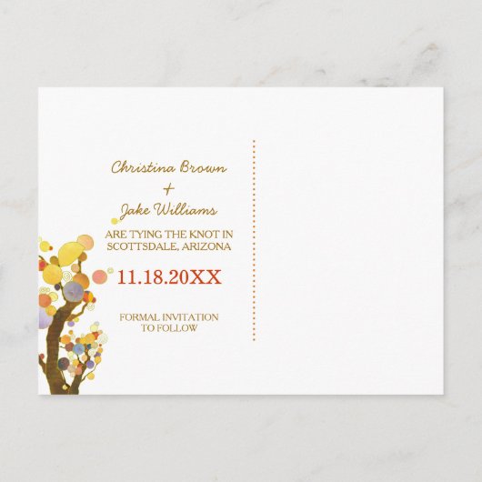 Boho Style Love Trees Wedding Save the Date Aankondigingskaart (Achterkant)