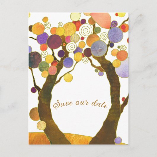 Boho Style Love Trees Wedding Save the Date Aankondigingskaart (Voorkant)
