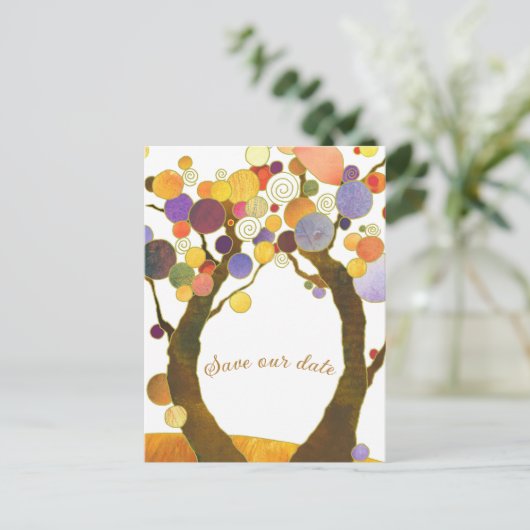Boho Style Love Trees Wedding Save the Date Aankondigingskaart (Staand voorkant)