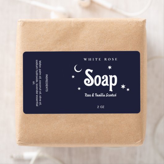 Boho Style Navy Blue Soap Labels (Insitu)