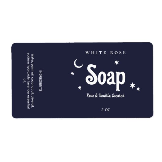 Boho Style Navy Blue Soap Labels (Voorkant)