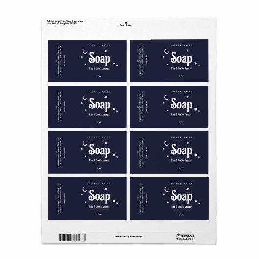 Boho Style Navy Blue Soap Labels (Full Sheet)