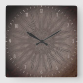 Boho style organic sunburst mandala earthy brown vierkante klok (Voorkant)