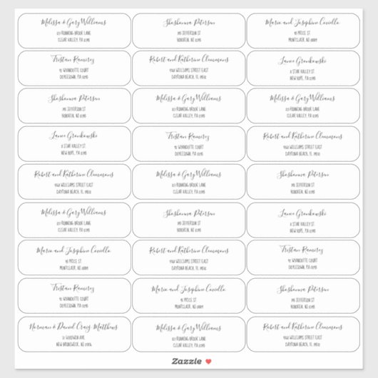 Boho Style Script Lettering gastadres Sticker (Vel)